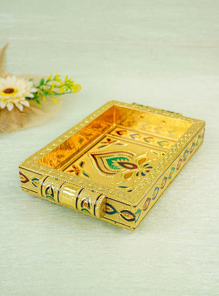 Meenakari Tray with Deepam Design - 6 inch - WBG0102