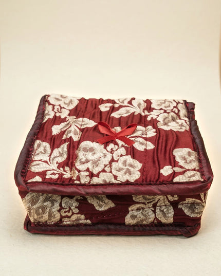 Jewel Pouch with Printed Golden Floral Design and Bow - WBG0202