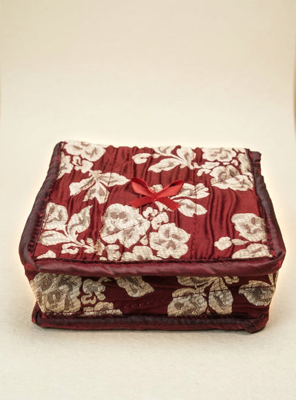 Jewel Pouch with Printed Golden Floral Design and Bow - WBG0202