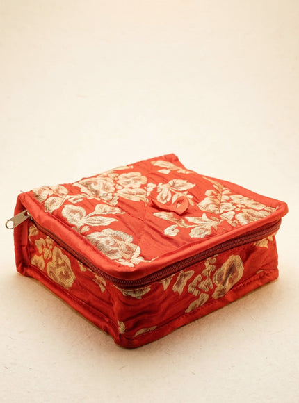 Jewel Pouch with Printed Golden Floral Design and Bow - WBG0202