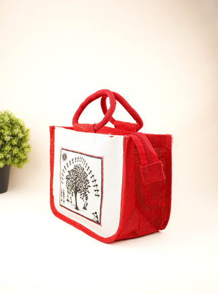 Jute Bag with Kalpavriksha Tree Print - WBG1691