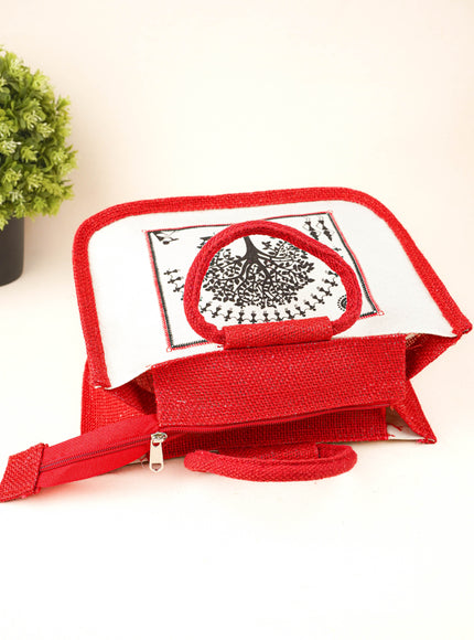 Jute Bag with Kalpavriksha Tree Print - WBG1691