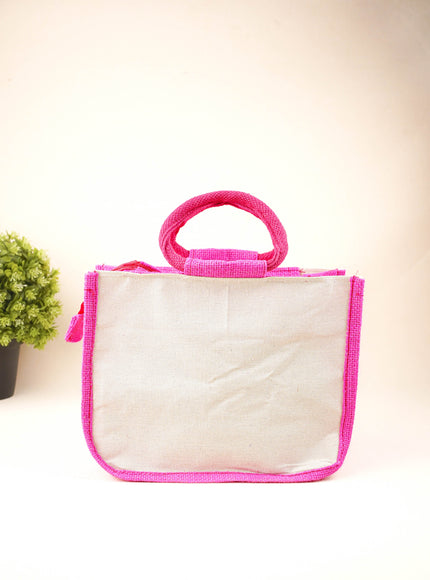 Jute Bag with Kalpavriksha Tree Print - WBG1691