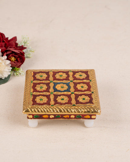 Meenakari Manai - 5x5 inch - Red - WBG1783-1