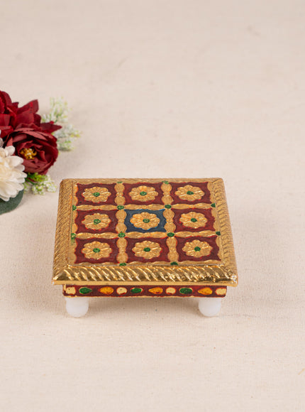 Meenakari Manai - 5x5 inch - Red - WBG1783-1