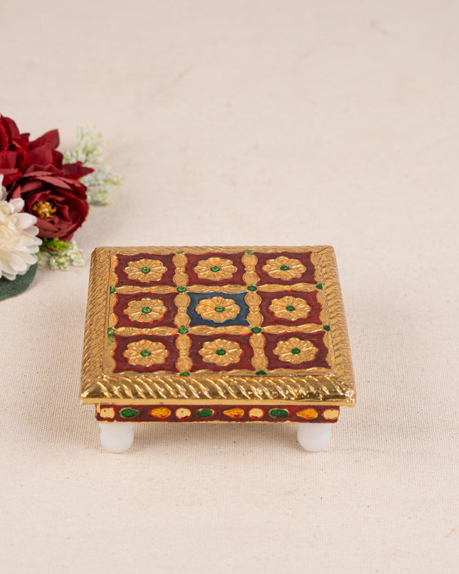 Meenakari Manai - 5x5 inch - Red - WBG1783-1