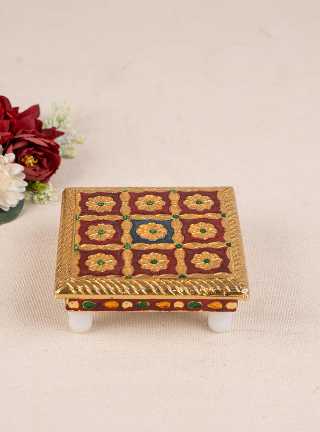 Meenakari Manai - 5x5 inch - Red - WBG1783-1