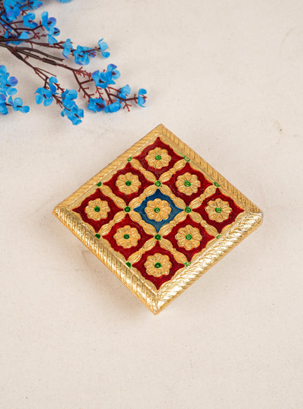 Meenakari Manai - 5x5 inch - Red - WBG1783-1