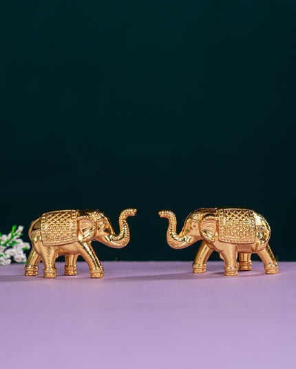Zinc Alloy Elephant - Set of 2 - Gold - WBG1784-2