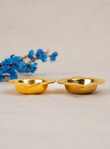 Zinc Alloy Diya Set of 2 - Gold - WBG1789-1