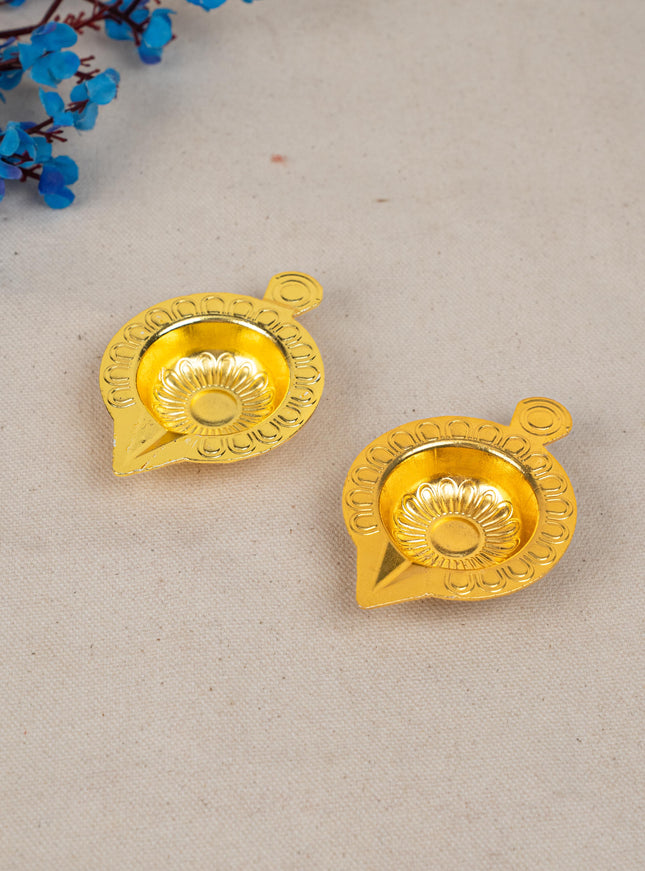 Zinc Alloy Diya Set of 2 - Gold - WBG1789-1