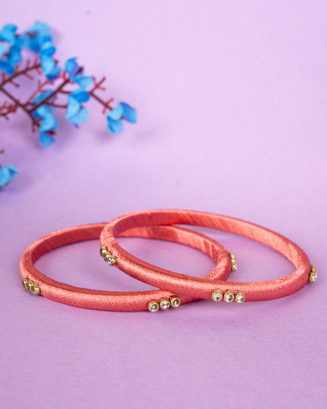Silk Thread Bangles - Set of 2 - 2.6 inch - WBG1796-1