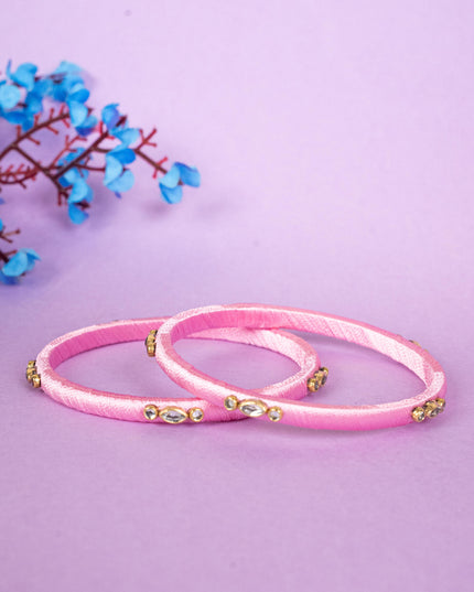 Silk Thread Bangles - Set of 2 - 2.6 inch - WBG1796-1