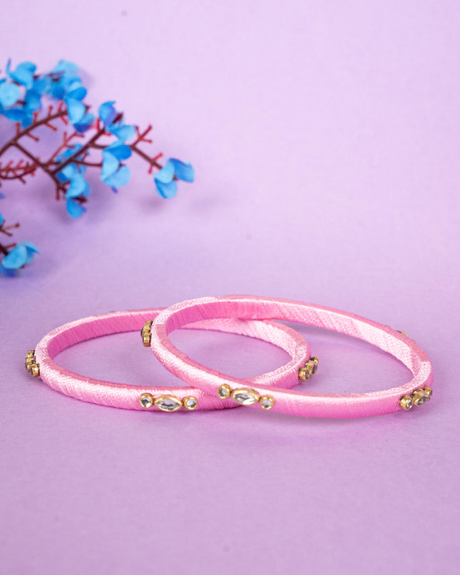 Silk Thread Bangles - Set of 2 - 2.6 inch - WBG1796-1