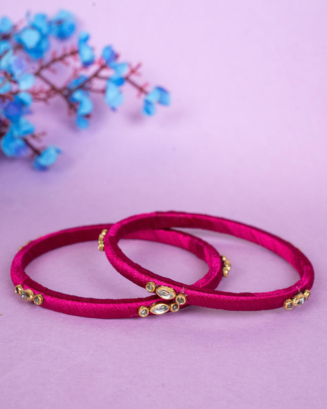 Silk Thread Bangles - Set of 2 - 2.6 inch - WBG1796-1
