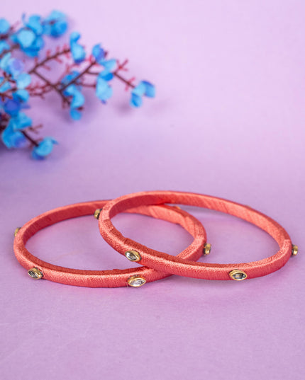 Silk Thread Bangles - Set of 2 - 2.6 inch - WBG1796-1