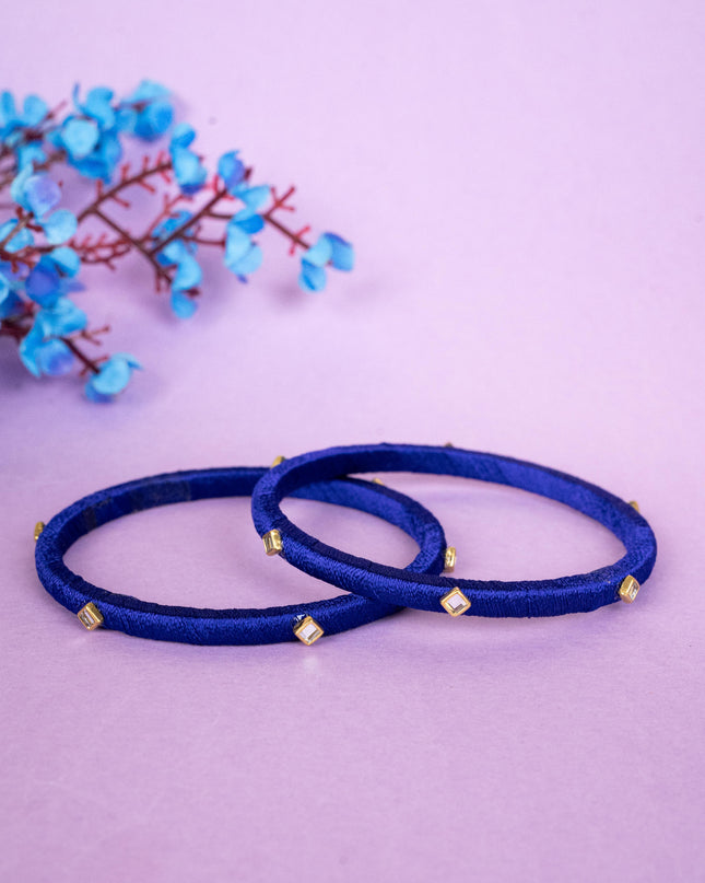 Silk Thread Bangles - Set of 2 - 2.6 inch - WBG1796-1