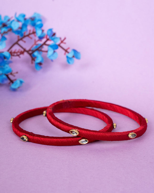 Silk Thread Bangles - Set of 2 - 2.8 inch - WBG1796-2