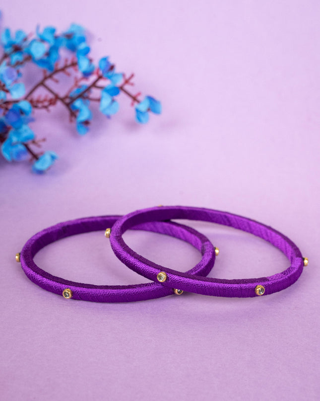 Silk Thread Bangles - Set of 2 - 2.8 inch - WBG1796-2
