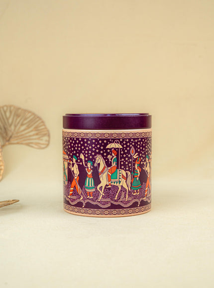 Dholi Printed Tin Jar - WBG1849