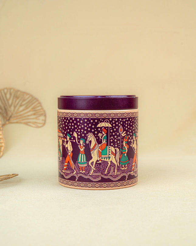 Dholi Printed Tin Jar - WBG1849