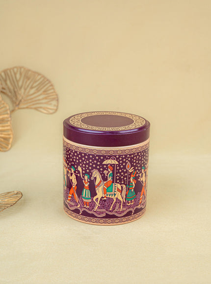 Dholi Printed Tin Jar - WBG1849