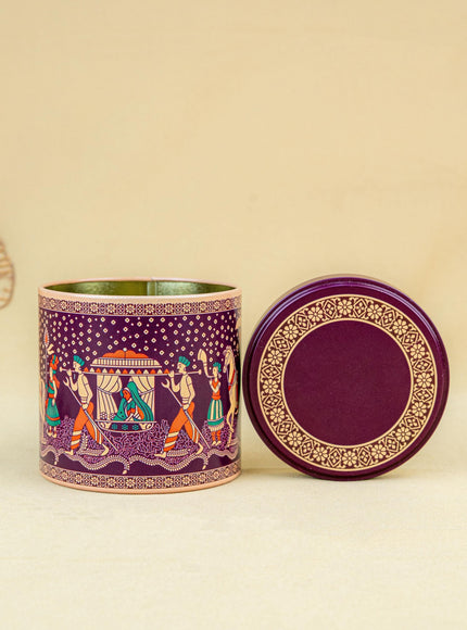 Dholi Printed Tin Jar - WBG1849