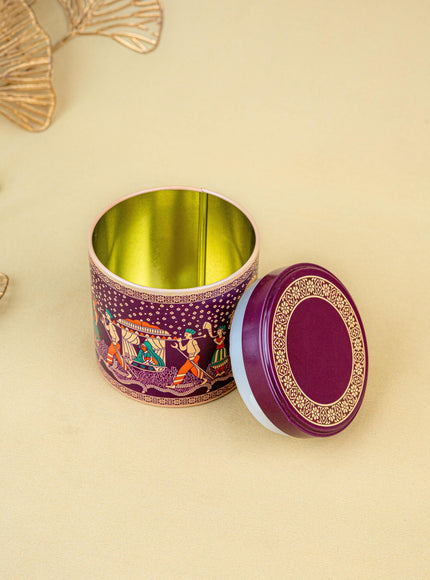 Dholi Printed Tin Jar - WBG1849