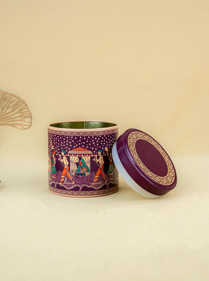 Dholi Printed Tin Jar - WBG1849