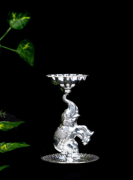 German Silver Diya with Elephant - WBG1864