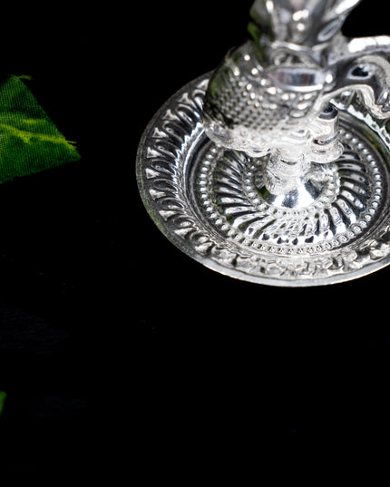 German Silver Diya with Elephant - WBG1864