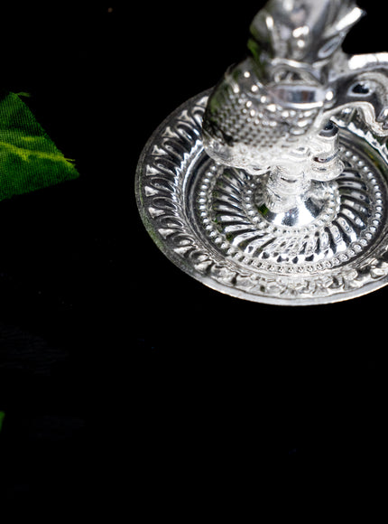 German Silver Diya with Elephant - WBG1864