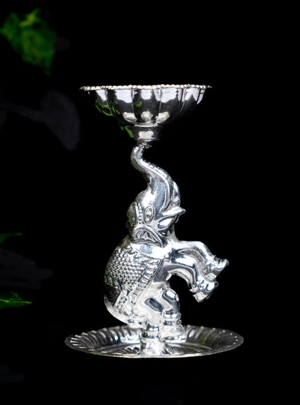 German Silver Diya with Elephant - WBG1864