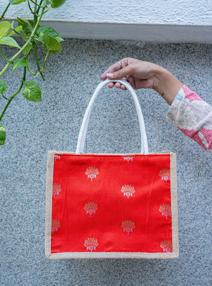 Raw Silk Jute Bag - 10x8 inch - WBG1911-1