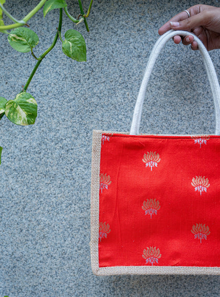 Raw Silk Jute Bag - 10x8 inch - WBG1911-1