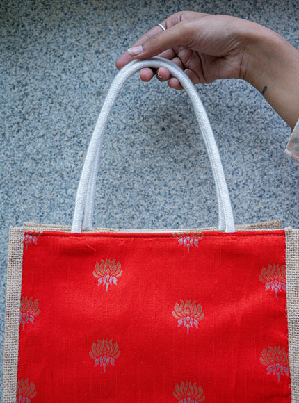Raw Silk Jute Bag - 10x8 inch - WBG1911-1