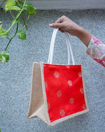 Raw Silk Jute Bag - 10x8 inch - WBG1911-1