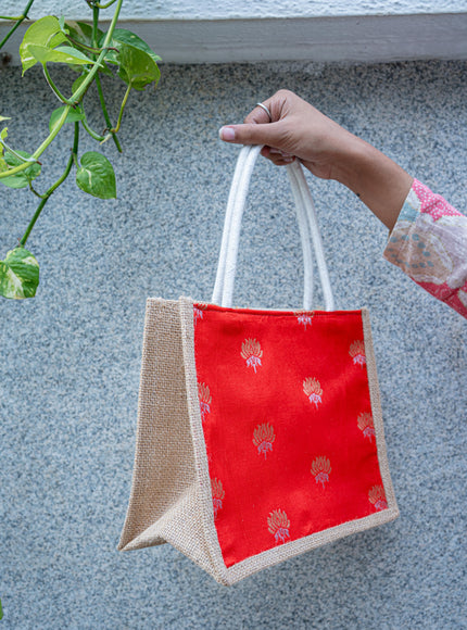 Raw Silk Jute Bag - 10x8 inch - WBG1911-1