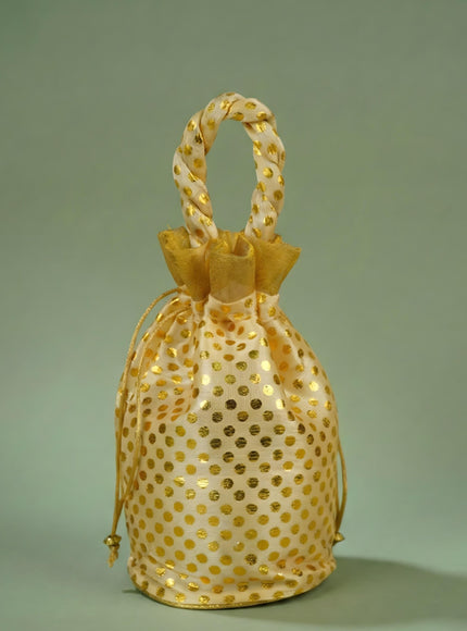 Potli Bag with Polka Dots - 8x7 inch - WBG1986