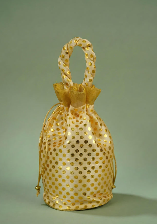 Potli Bag with Polka Dots - 8x7 inch - WBG1986