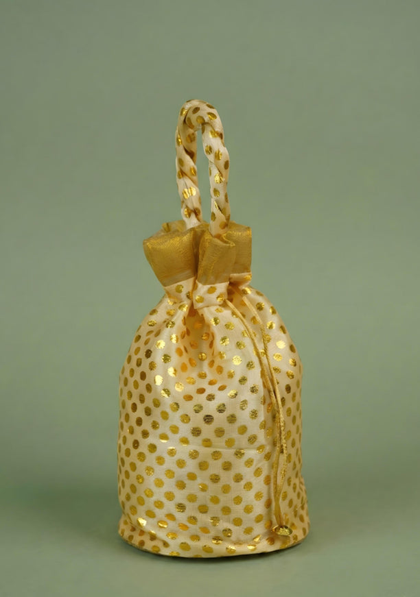 Potli Bag with Polka Dots - 8x7 inch - WBG1986
