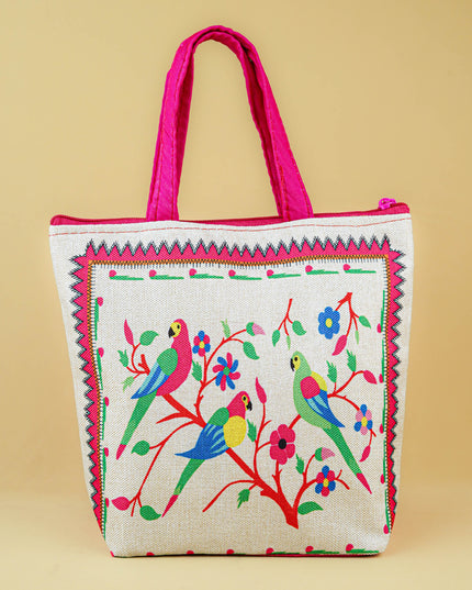 Handbag with Parrot Design - 9 inch - WBG1996