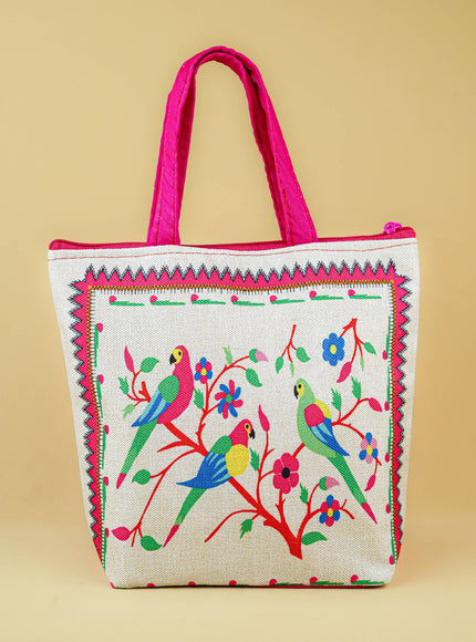 Handbag with Parrot Design - 9 inch - WBG1996