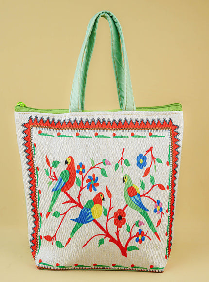 Handbag with Parrot Design - 9 inch - WBG1996