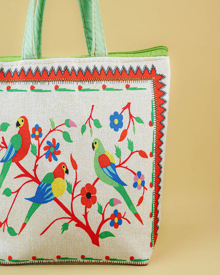 Handbag with Parrot Design - 9 inch - WBG1996
