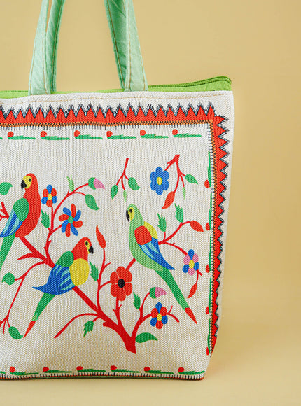 Handbag with Parrot Design - 9 inch - WBG1996