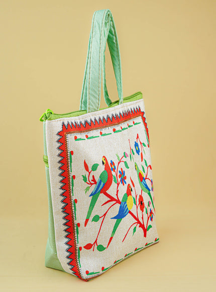 Handbag with Parrot Design - 9 inch - WBG1996