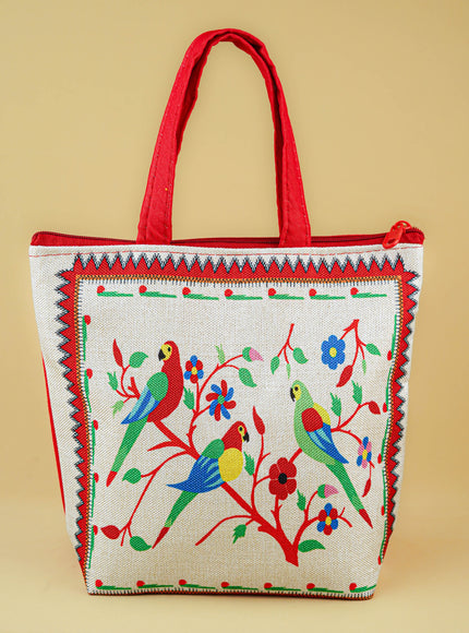 Handbag with Parrot Design - 9 inch - WBG1996