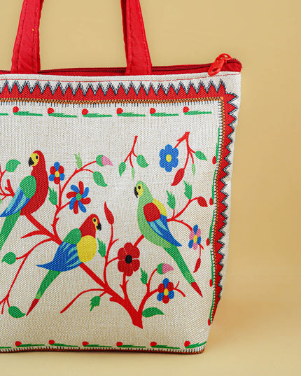 Handbag with Parrot Design - 9 inch - WBG1996