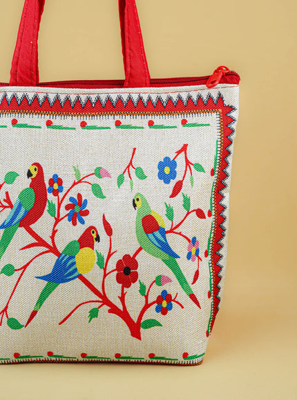 Handbag with Parrot Design - 9 inch - WBG1996